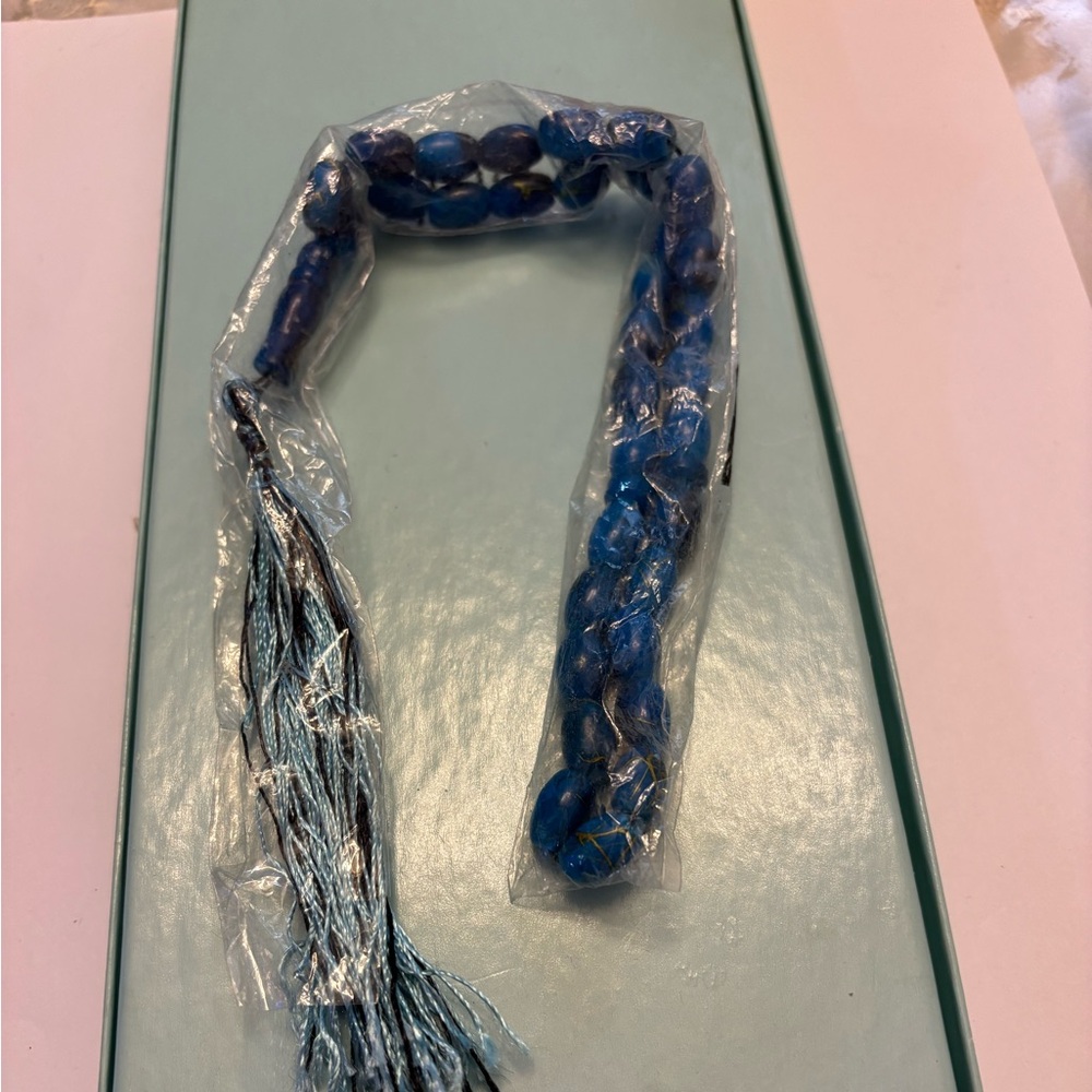 Blue Beaded Prayer Beads with Tassel